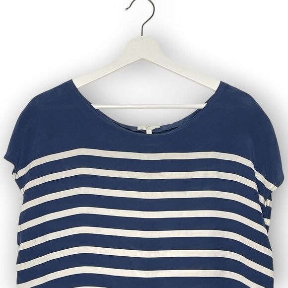 Joie Silk Navy White Striped Sailor Shirt Top Blouse Women’s Size Small - Picture 4 of 12